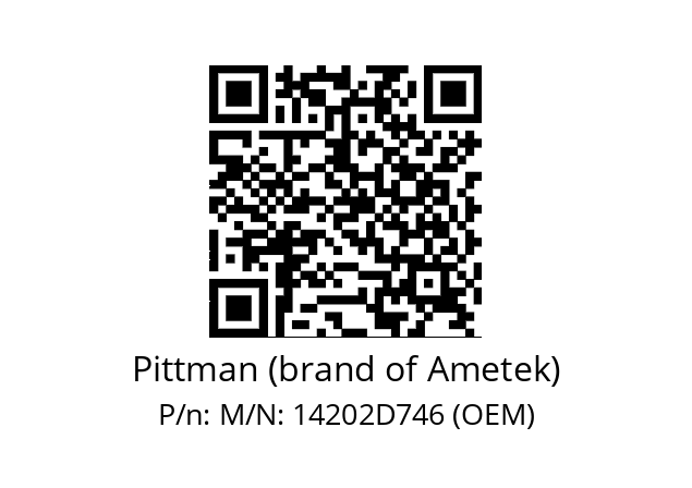   Pittman (brand of Ametek) M/N: 14202D746 (OEM)