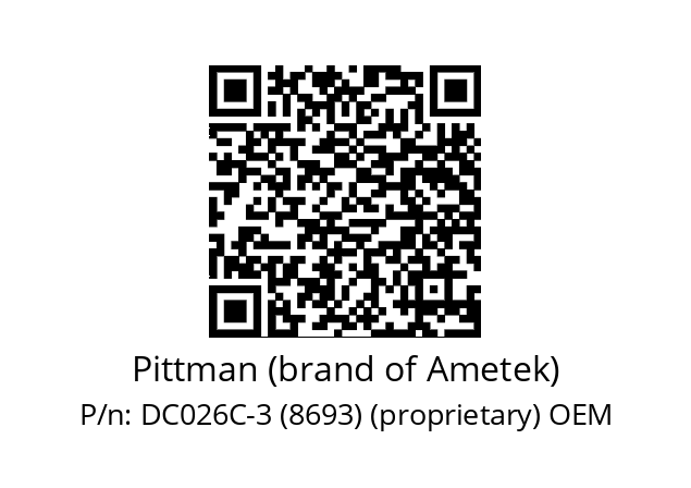   Pittman (brand of Ametek) DC026C-3 (8693) (proprietary) OEM