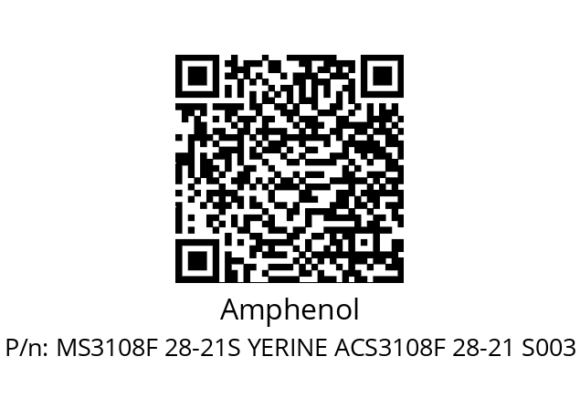   Amphenol MS3108F 28-21S YERINE ACS3108F 28-21 S003