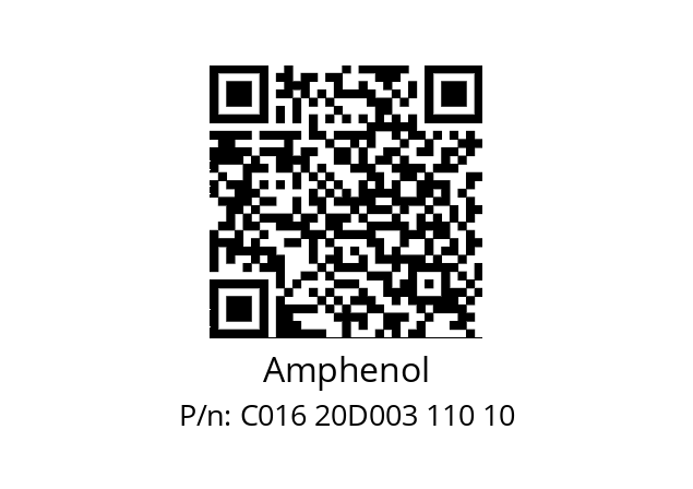   Amphenol C016 20D003 110 10