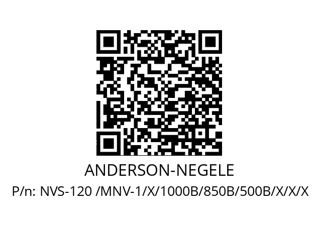   ANDERSON-NEGELE NVS-120 /MNV-1/X/1000B/850B/500B/X/X/X