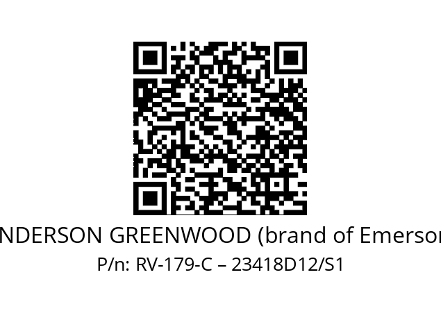   ANDERSON GREENWOOD (brand of Emerson) RV-179-C – 23418D12/S1