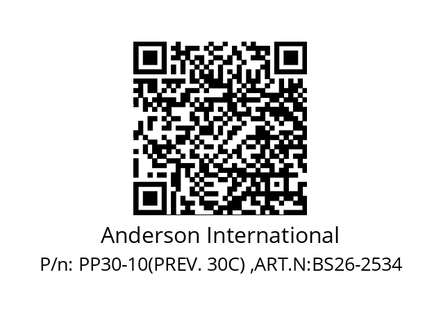   Anderson International PP30-10(PREV. 30C) ,ART.N:BS26-2534