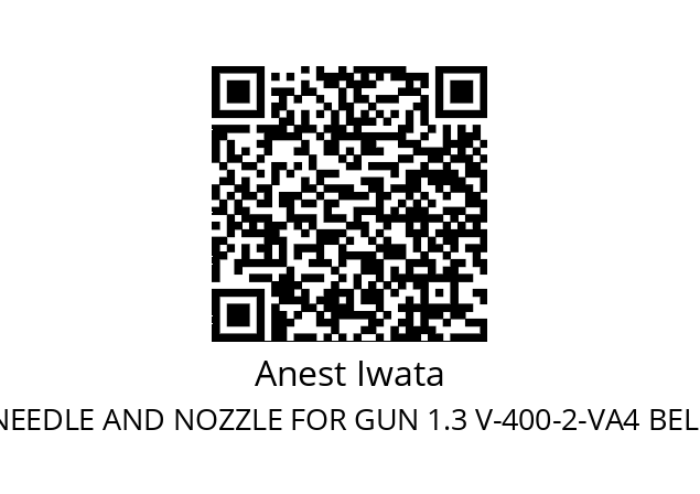   Anest Iwata NEEDLE AND NOZZLE FOR GUN 1.3 V-400-2-VA4 BELLARIA