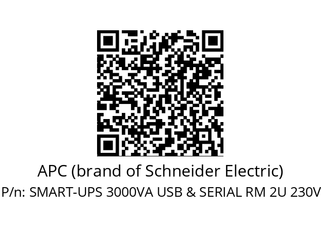   APC (brand of Schneider Electric) SMART-UPS 3000VA USB & SERIAL RM 2U 230V