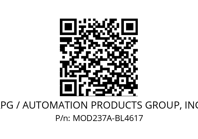   APG / AUTOMATION PRODUCTS GROUP, INC. MOD237A-BL4617