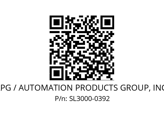   APG / AUTOMATION PRODUCTS GROUP, INC. SL3000-0392