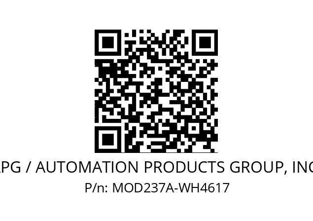   APG / AUTOMATION PRODUCTS GROUP, INC. MOD237A-WH4617