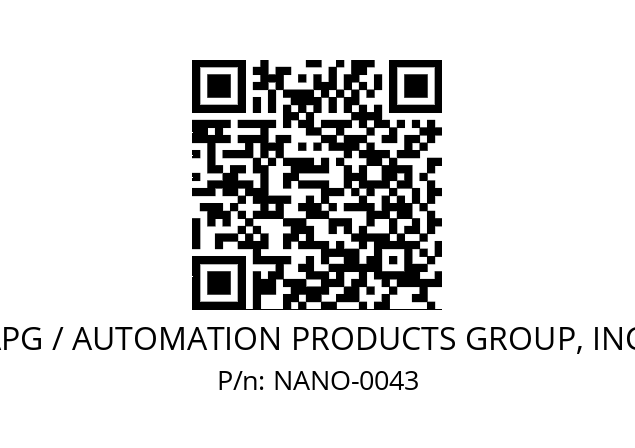   APG / AUTOMATION PRODUCTS GROUP, INC. NANO-0043