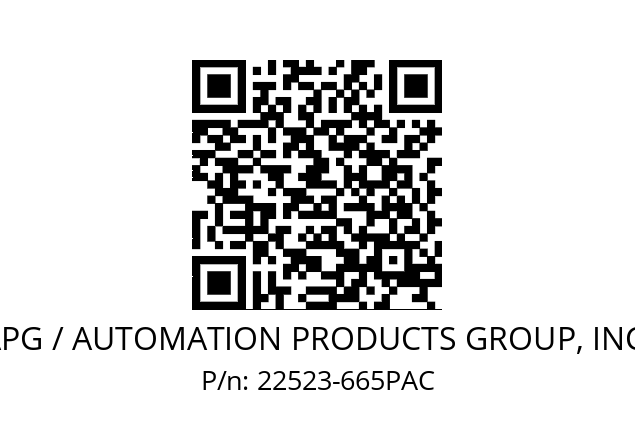   APG / AUTOMATION PRODUCTS GROUP, INC. 22523-665PAC