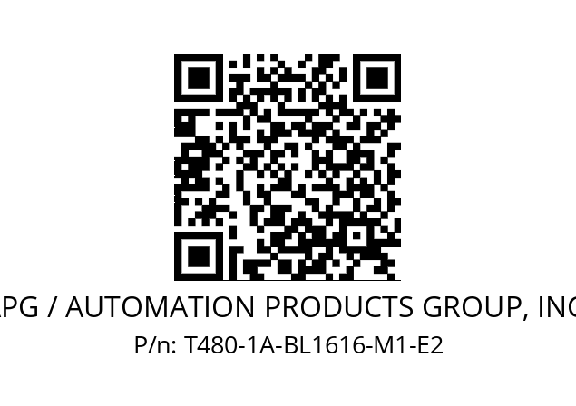   APG / AUTOMATION PRODUCTS GROUP, INC. T480-1A-BL1616-M1-E2