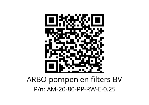   ARBO pompen en filters BV AM-20-80-PP-RW-E-0.25