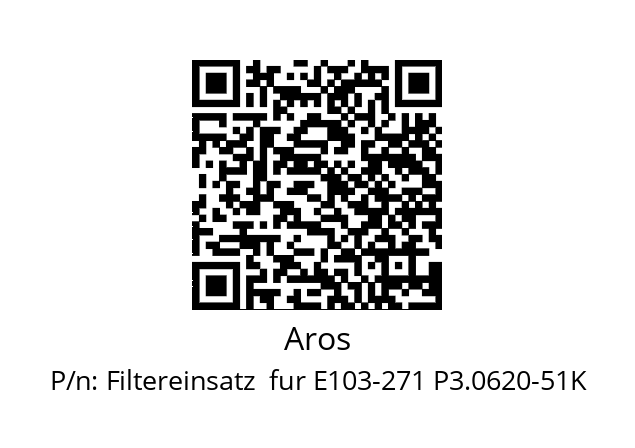   Aros Filtereinsatz  fur E103-271 P3.0620-51K