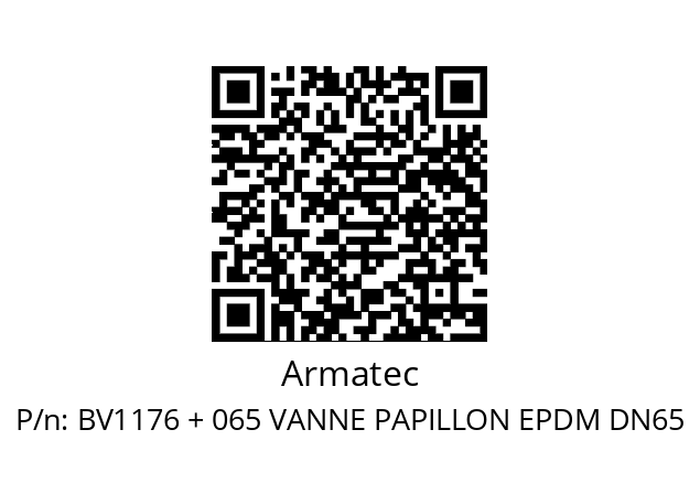   Armatec BV1176 + 065 VANNE PAPILLON EPDM DN65