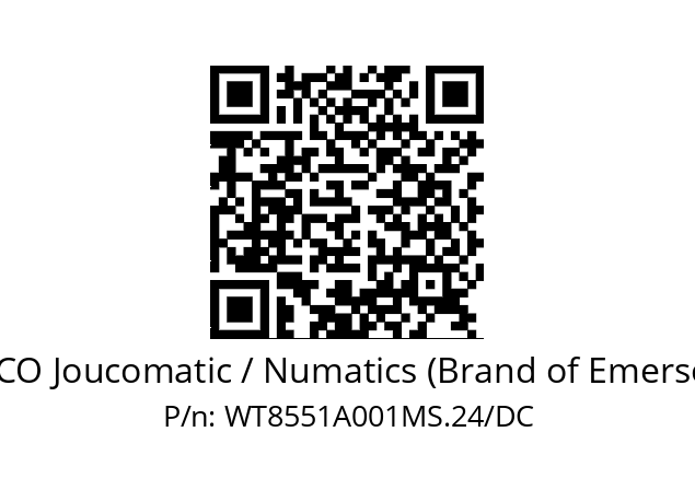   ASCO Joucomatic / Numatics (Brand of Emerson) WT8551A001MS.24/DC