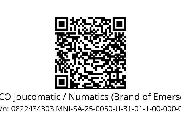   ASCO Joucomatic / Numatics (Brand of Emerson) 0822434303 MNI-SA-25-0050-U-31-01-1-00-000-00