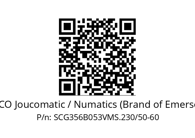   ASCO Joucomatic / Numatics (Brand of Emerson) SCG356B053VMS.230/50-60