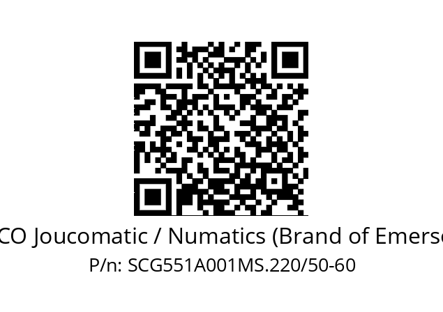   ASCO Joucomatic / Numatics (Brand of Emerson) SCG551A001MS.220/50-60