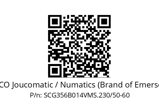   ASCO Joucomatic / Numatics (Brand of Emerson) SCG356B014VMS.230/50-60