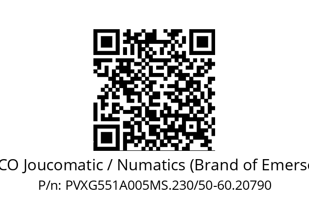   ASCO Joucomatic / Numatics (Brand of Emerson) PVXG551A005MS.230/50-60.20790