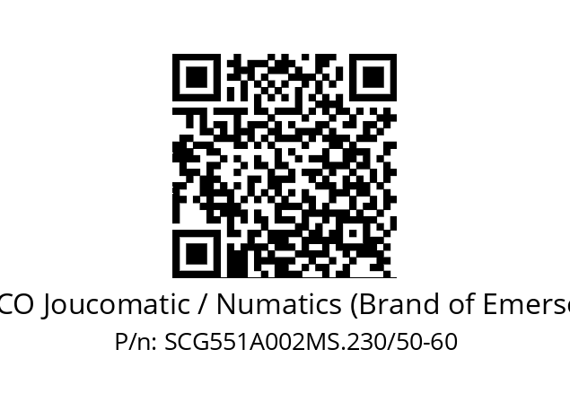   ASCO Joucomatic / Numatics (Brand of Emerson) SCG551A002MS.230/50-60