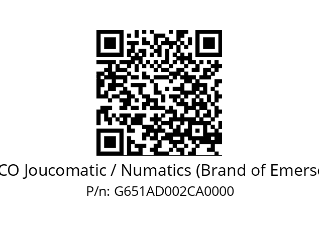   ASCO Joucomatic / Numatics (Brand of Emerson) G651AD002CA0000