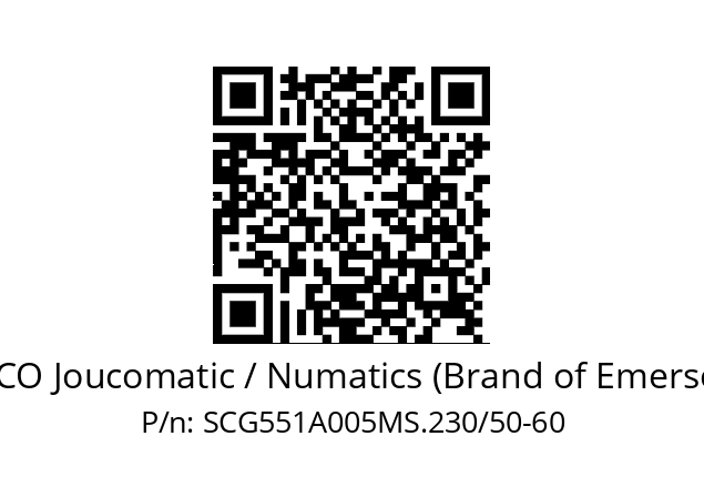   ASCO Joucomatic / Numatics (Brand of Emerson) SCG551A005MS.230/50-60