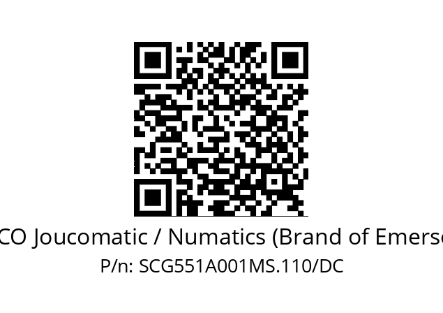   ASCO Joucomatic / Numatics (Brand of Emerson) SCG551A001MS.110/DC