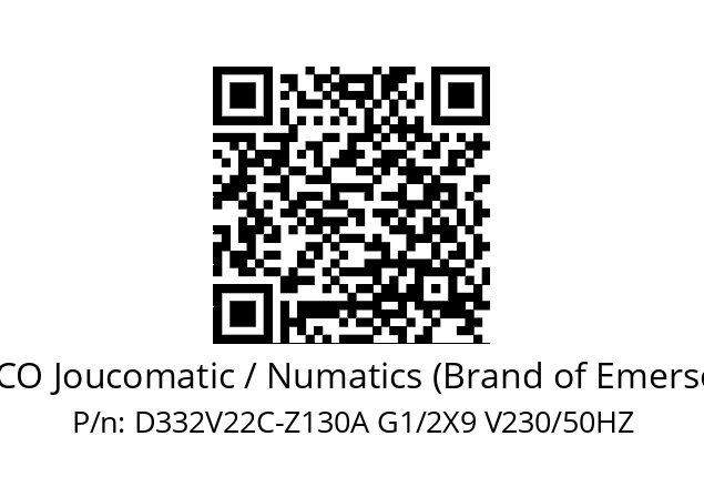   ASCO Joucomatic / Numatics (Brand of Emerson) D332V22C-Z130A G1/2X9 V230/50HZ