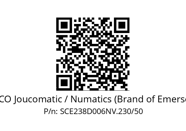   ASCO Joucomatic / Numatics (Brand of Emerson) SCE238D006NV.230/50