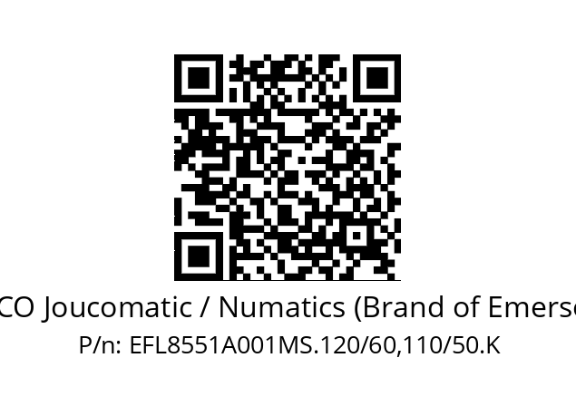   ASCO Joucomatic / Numatics (Brand of Emerson) EFL8551A001MS.120/60,110/50.K