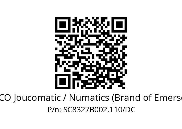   ASCO Joucomatic / Numatics (Brand of Emerson) SC8327B002.110/DC