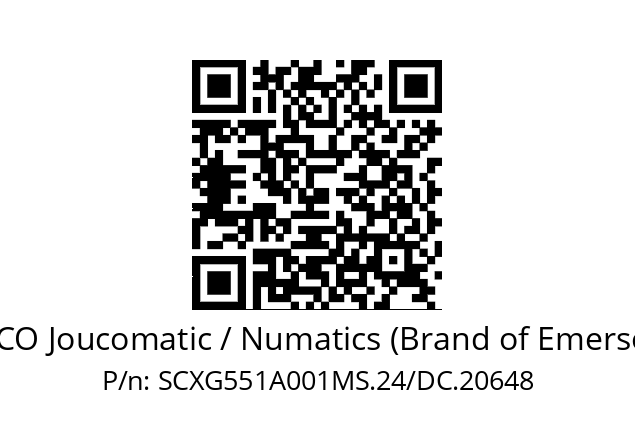   ASCO Joucomatic / Numatics (Brand of Emerson) SCXG551A001MS.24/DC.20648