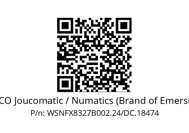   ASCO Joucomatic / Numatics (Brand of Emerson) WSNFX8327B002.24/DC.18474