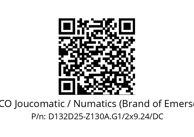   ASCO Joucomatic / Numatics (Brand of Emerson) D132D25-Z130A.G1/2x9.24/DC