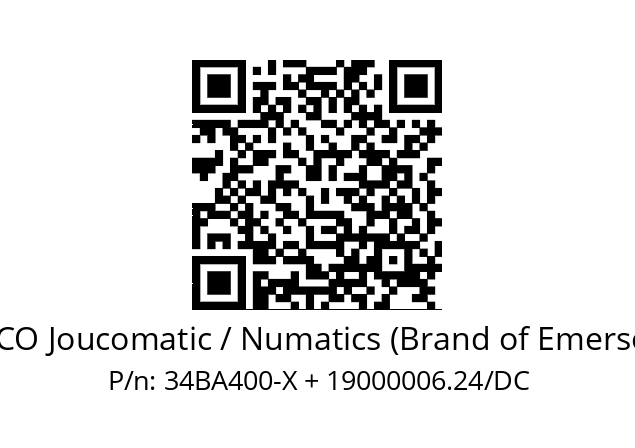   ASCO Joucomatic / Numatics (Brand of Emerson) 34BA400-X + 19000006.24/DC