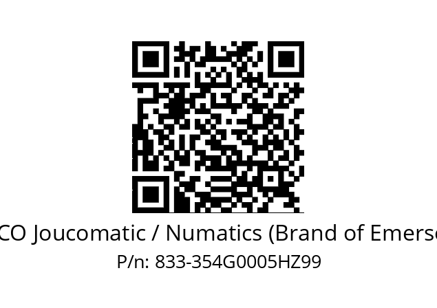   ASCO Joucomatic / Numatics (Brand of Emerson) 833-354G0005HZ99