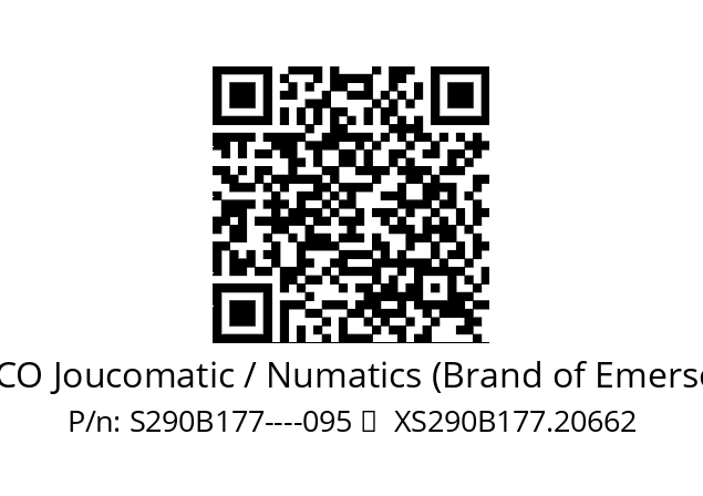   ASCO Joucomatic / Numatics (Brand of Emerson) S290B177----095 	  XS290B177.20662