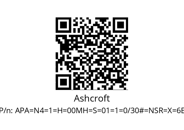   Ashcroft APA=N4=1=H=00MH=S=01=1=0/30#=NSR=X=6B