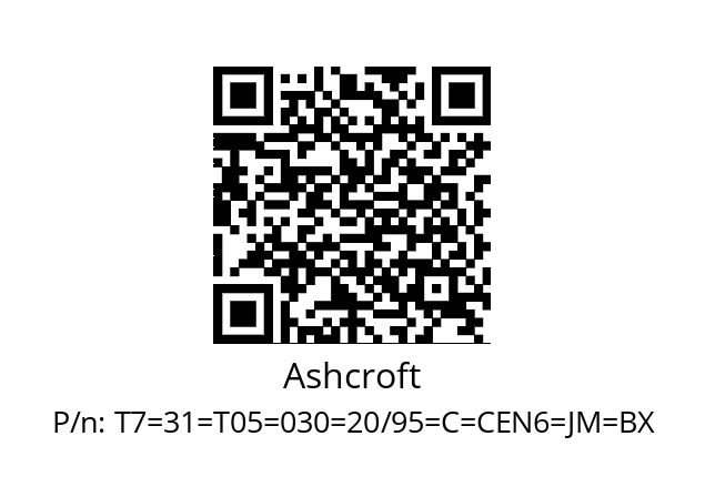   Ashcroft T7=31=T05=030=20/95=C=CEN6=JM=BX