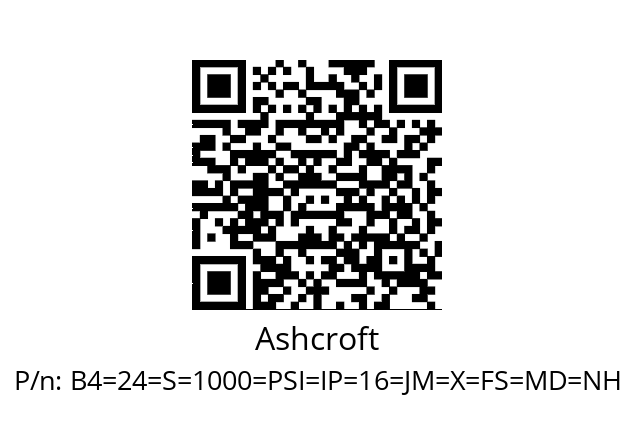   Ashcroft B4=24=S=1000=PSI=IP=16=JM=X=FS=MD=NH