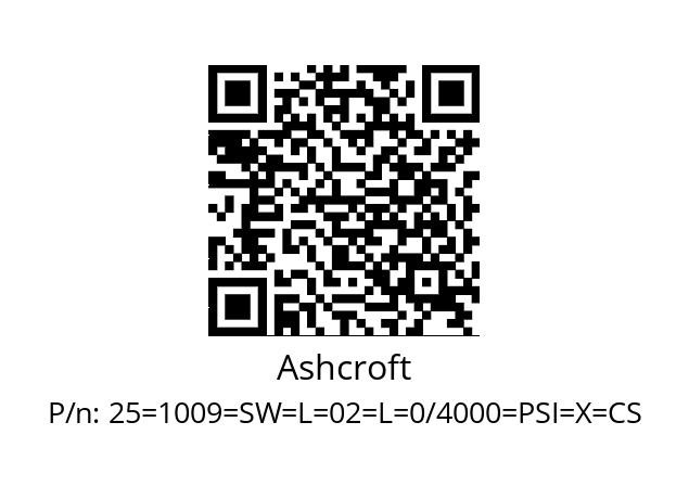   Ashcroft 25=1009=SW=L=02=L=0/4000=PSI=X=CS