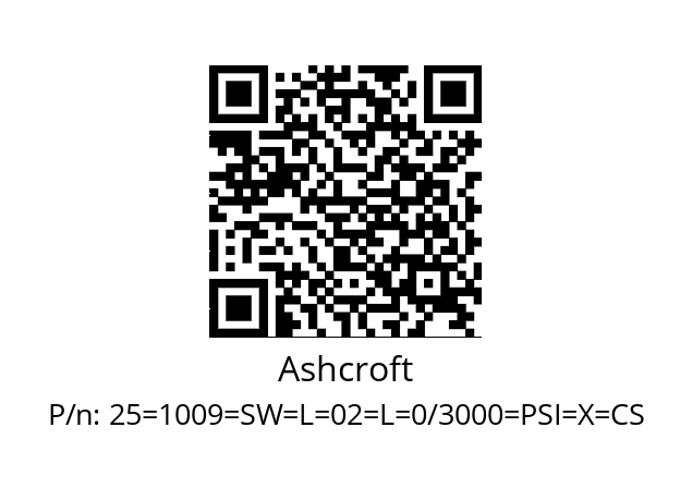   Ashcroft 25=1009=SW=L=02=L=0/3000=PSI=X=CS