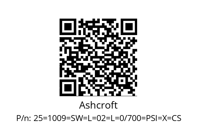   Ashcroft 25=1009=SW=L=02=L=0/700=PSI=X=CS