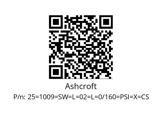   Ashcroft 25=1009=SW=L=02=L=0/160=PSI=X=CS