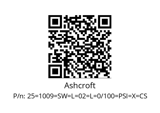   Ashcroft 25=1009=SW=L=02=L=0/100=PSI=X=CS