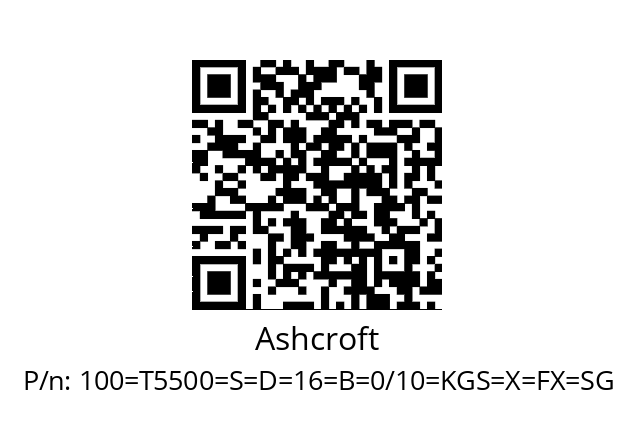   Ashcroft 100=Т5500=S=D=16=B=0/10=KGS=X=FX=SG