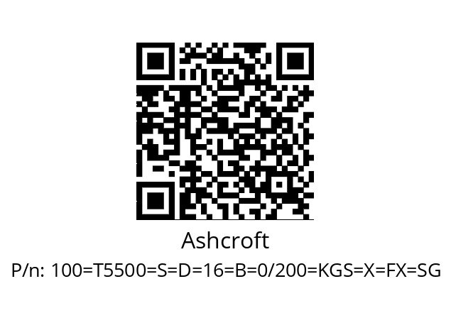   Ashcroft 100=Т5500=S=D=16=B=0/200=KGS=X=FX=SG