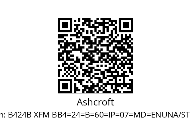   Ashcroft В424B XFM BB4=24=B=60=IP=07=MD=ENUNA/ST.ST