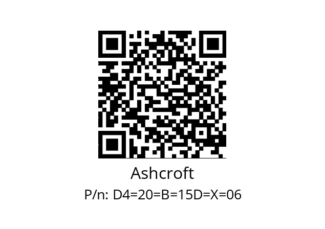   Ashcroft D4=20=B=15D=X=06